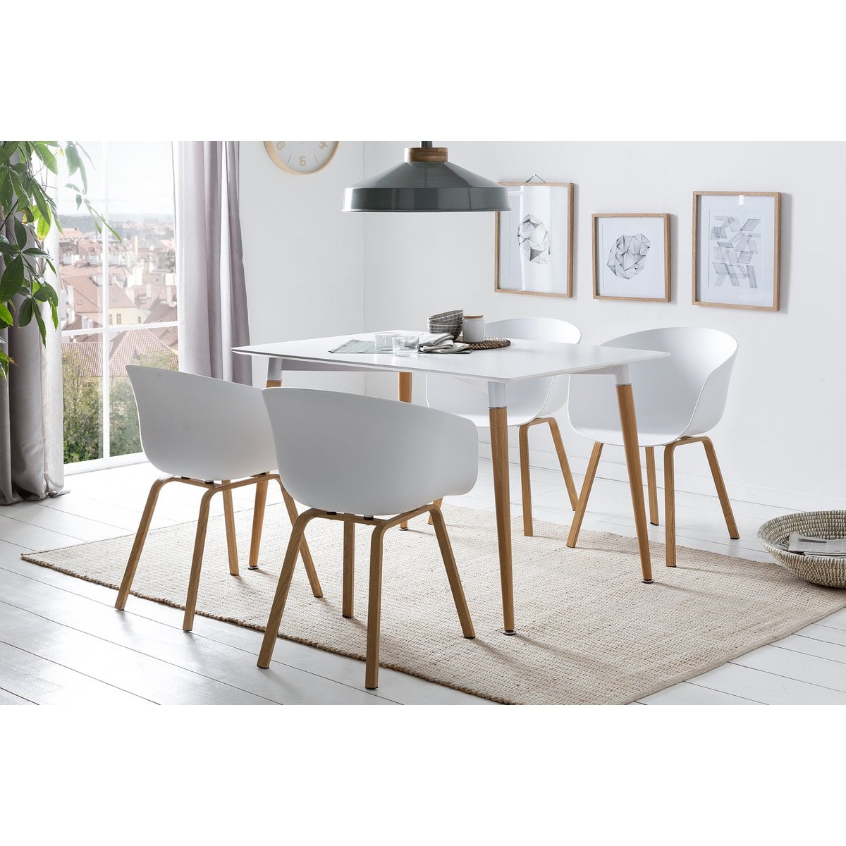 Eetkamerstoel 54x77x54 cm wit set van 2
