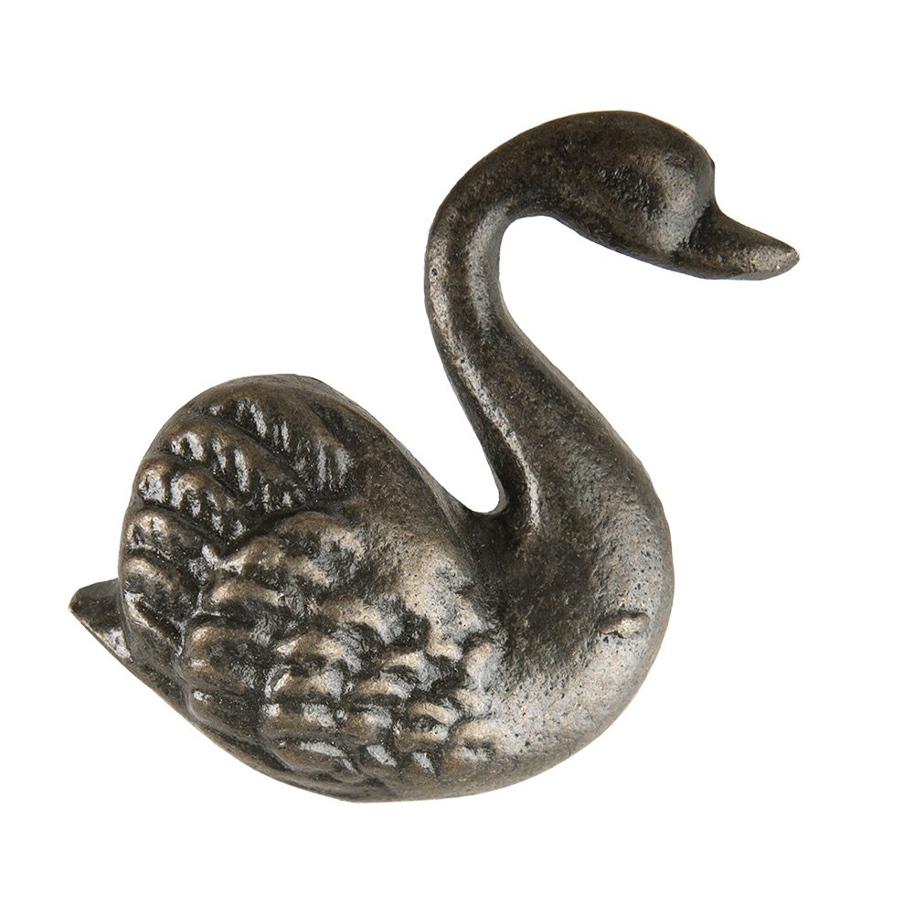Meubelknop zwaan 6x6 cm bruin ijzer