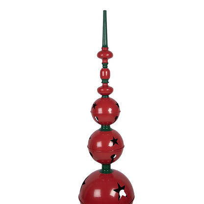 Kerstdecoratie pilaar Ø 31x153 cm rood groen metaal