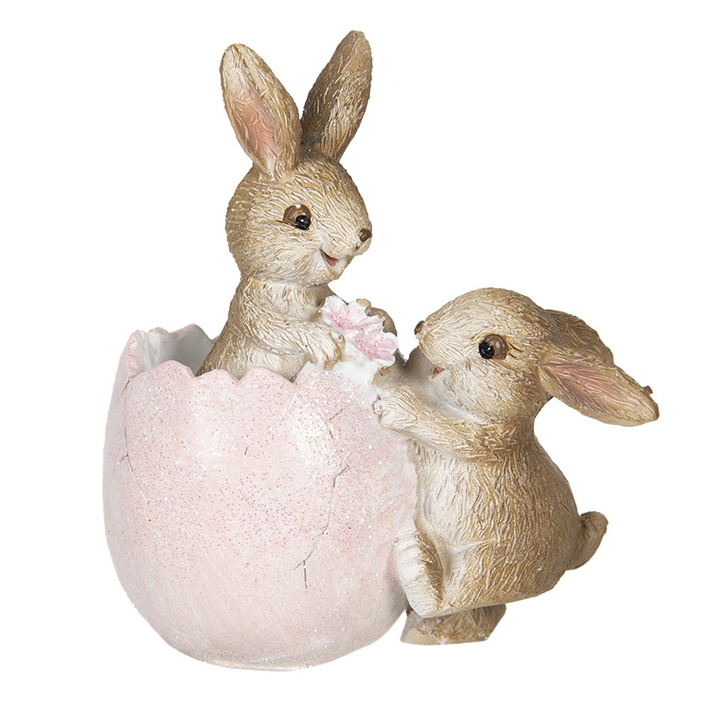 Beeld Konijn 10 cm Bruin Roze Kunststof Woonaccessoires