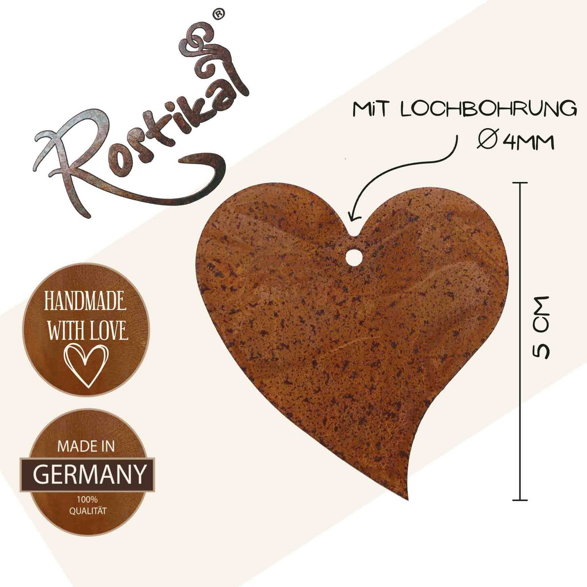 Decoratief hart roest 5x5 cm