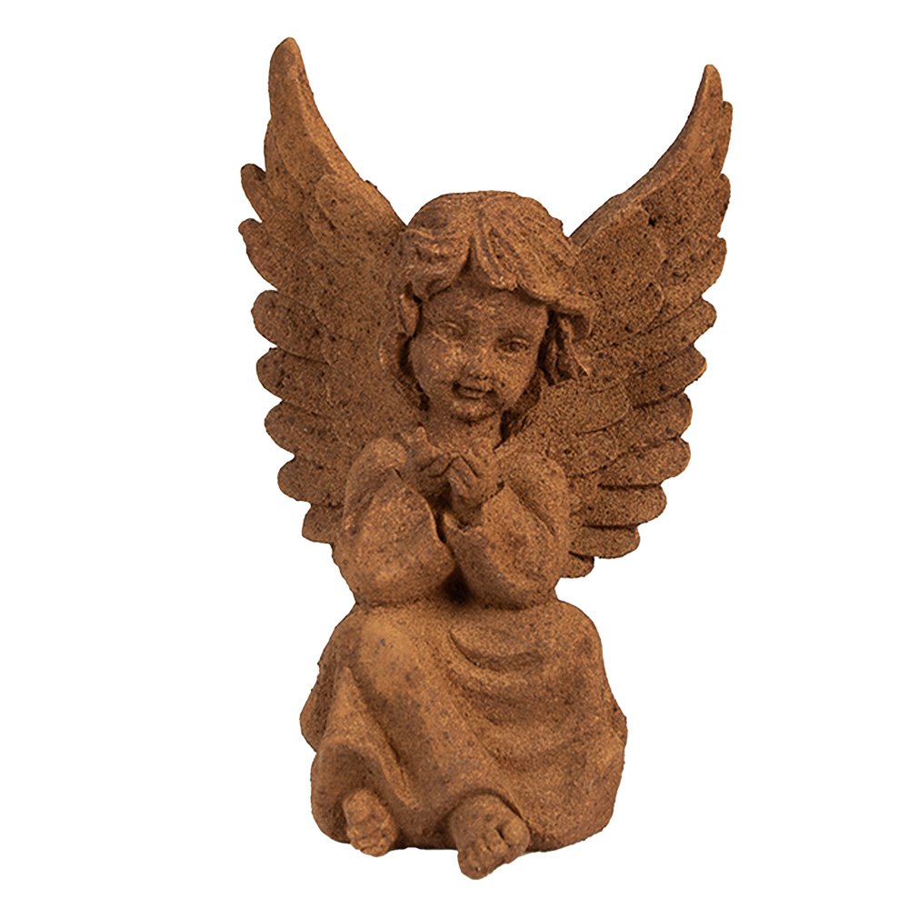 Engel beeld 15 cm bruin polyresin