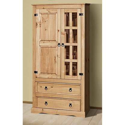 Vitrinekast massief dennenhout 100x41x190 cm bruin