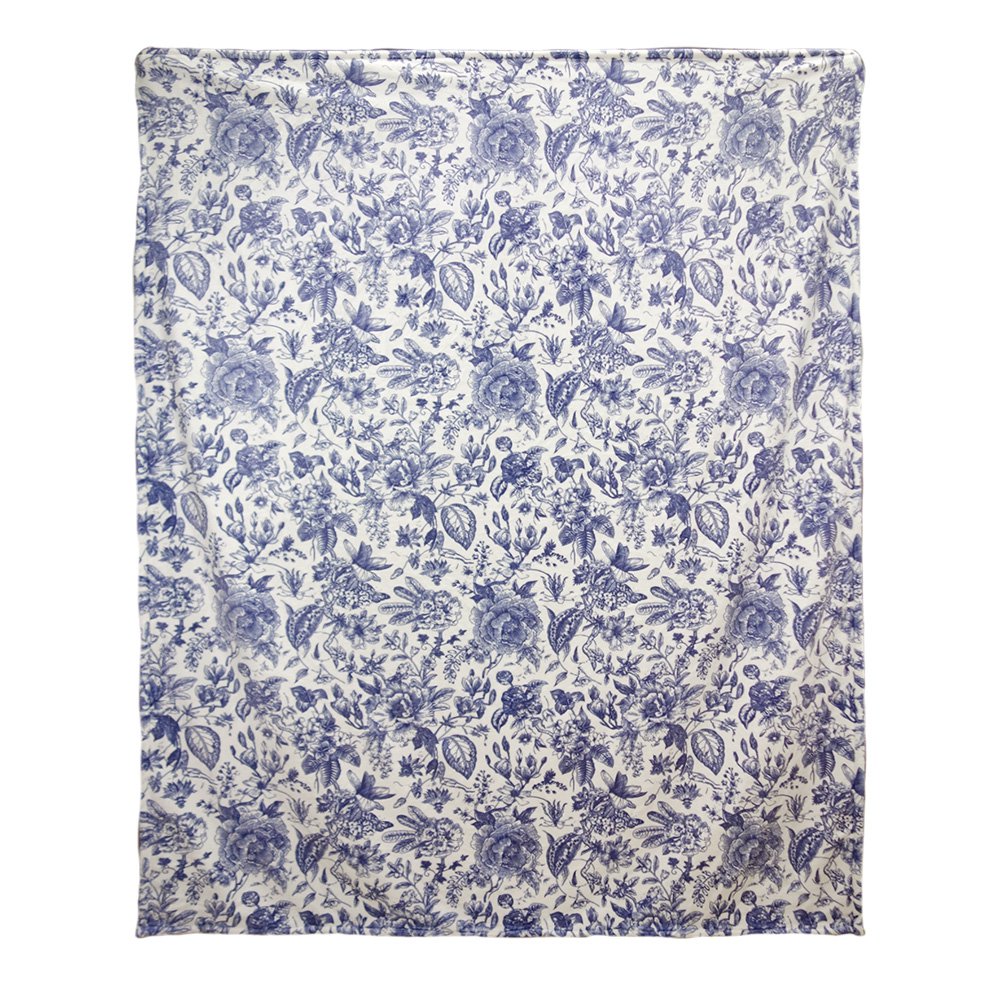 Plaid 130x170 cm polyester blauw wit