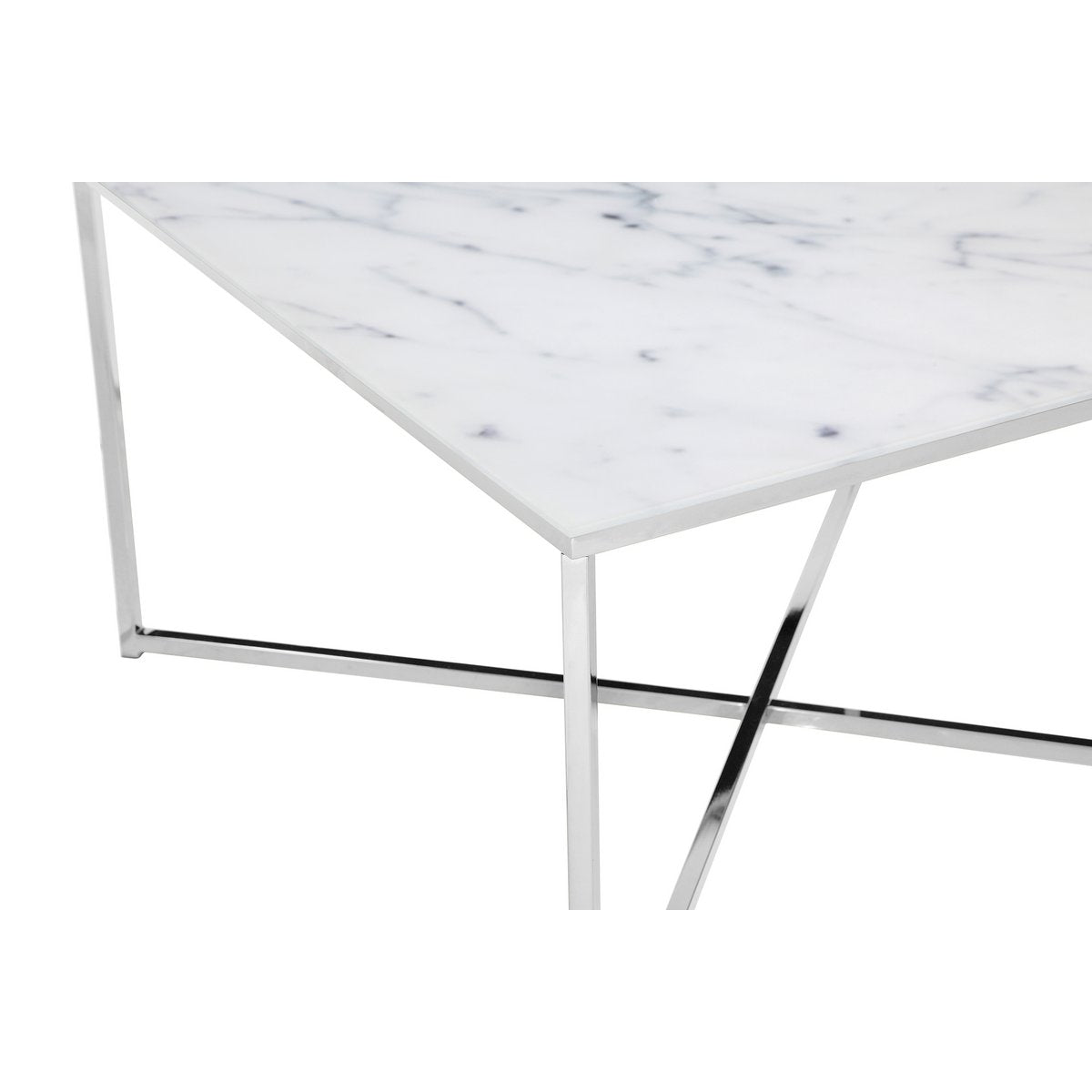 Salontafel 80x80x45 cm wit marmerlook glas metaal