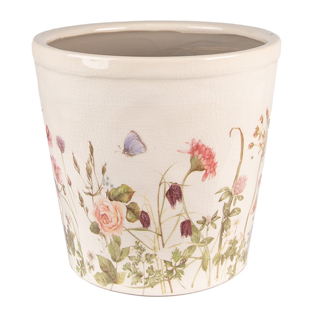 Bloempot Ø 21x19 cm roze beige keramiek