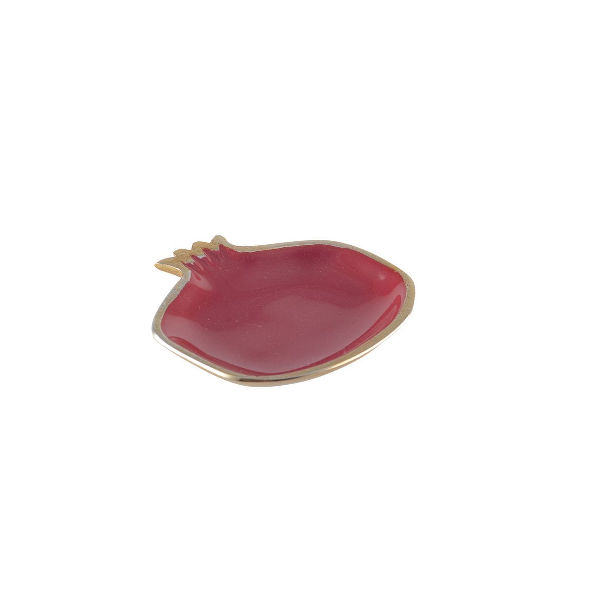 Red pomegranate cup with gold trim 11x11x1.5 cm