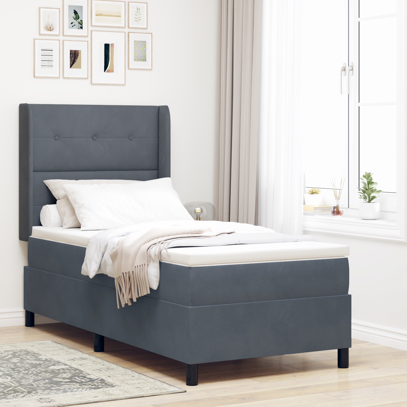 Boxspringbed met matras en LED fluweel donkergrijs 80x200 cm