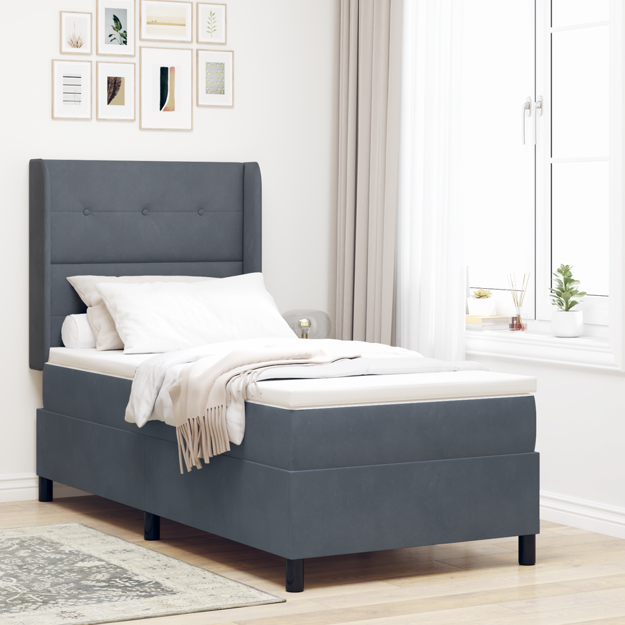 Boxspringbed met matras en LED fluweel donkergrijs 80x200 cm