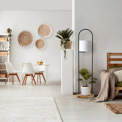 Vloerlamp acaciahout naturel/wit 153 cm plantenframe