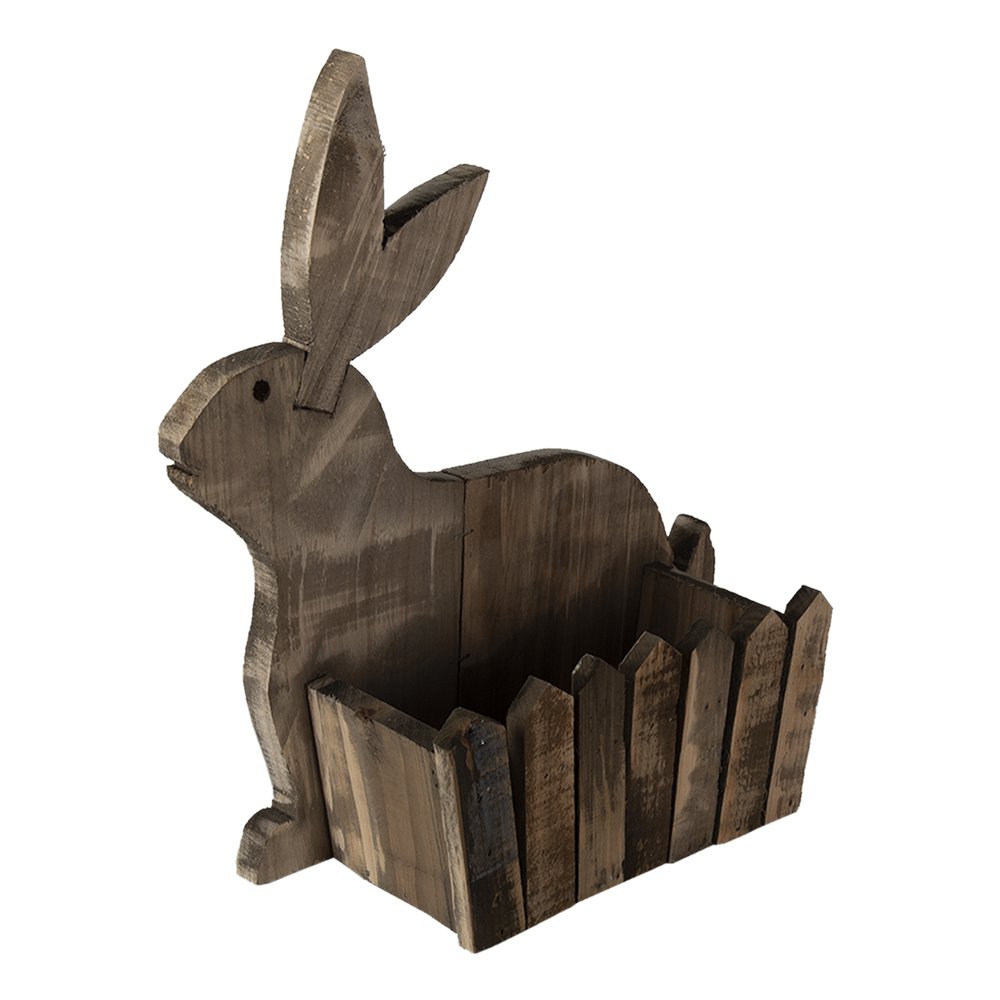 Flower Pot 31x12x36 cm Brown Wood Rabbit Indoor Flower Pot
