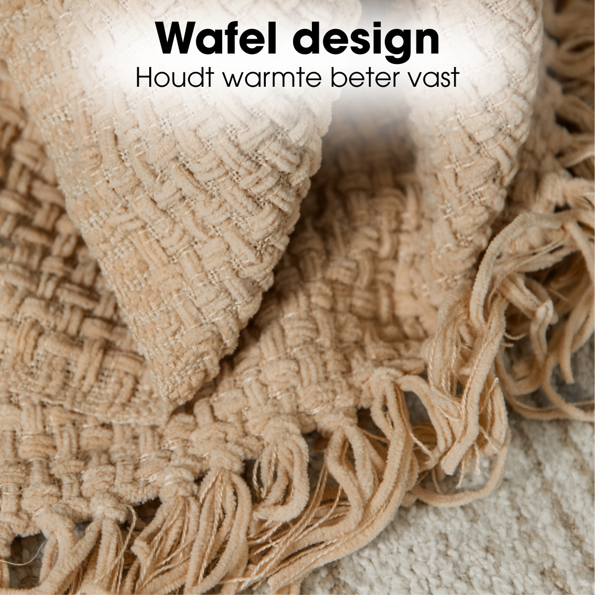 Plaid 180x130 cm polyester beige