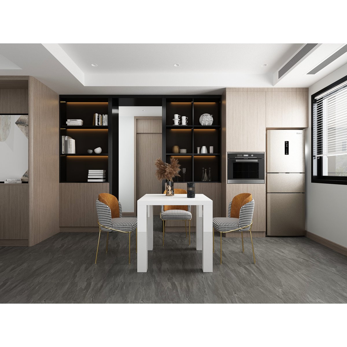 Eettafel 80x80 cm wit MDF hoogglans