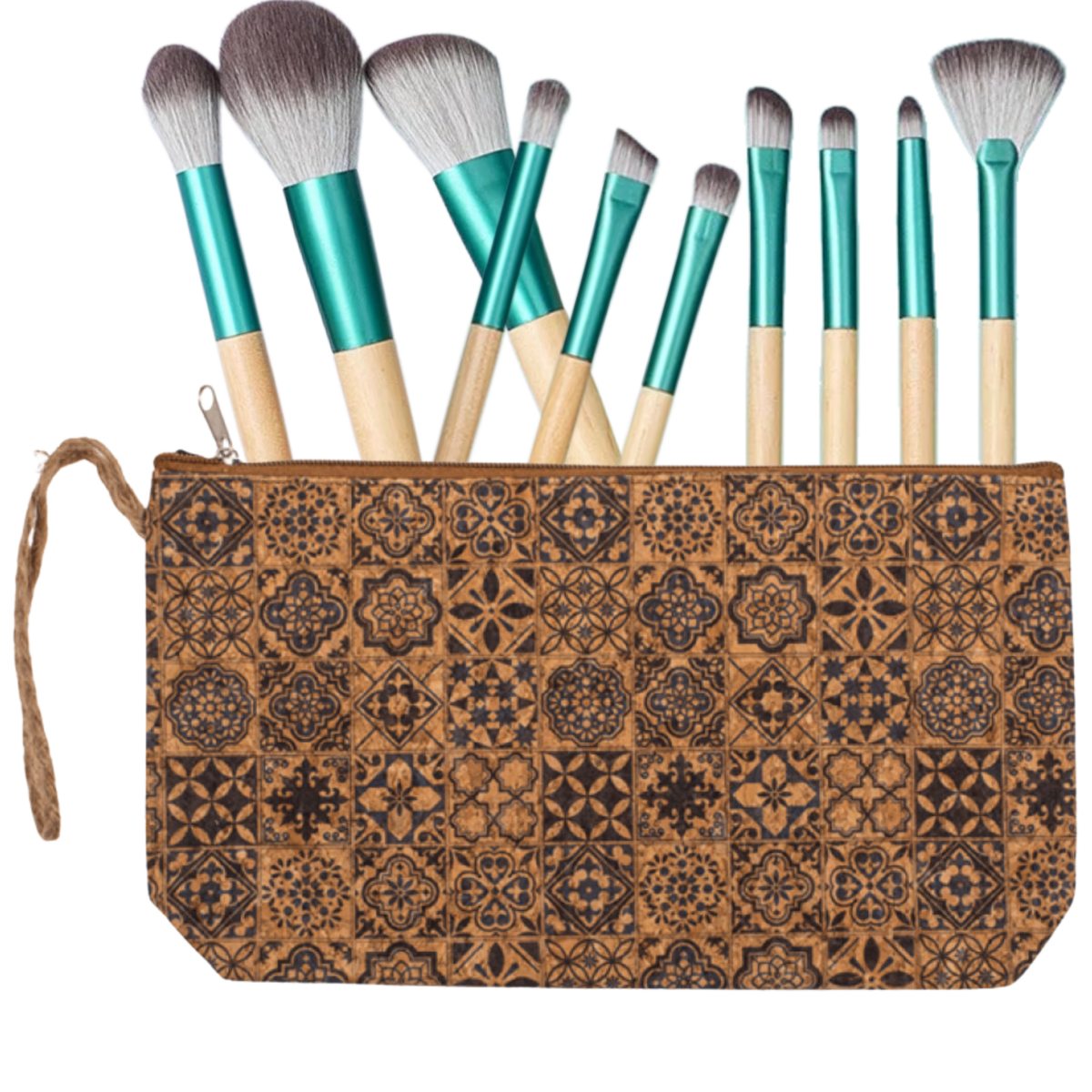 Green-Goose make-up kwasten set 10 stuks bamboe met kurk etui