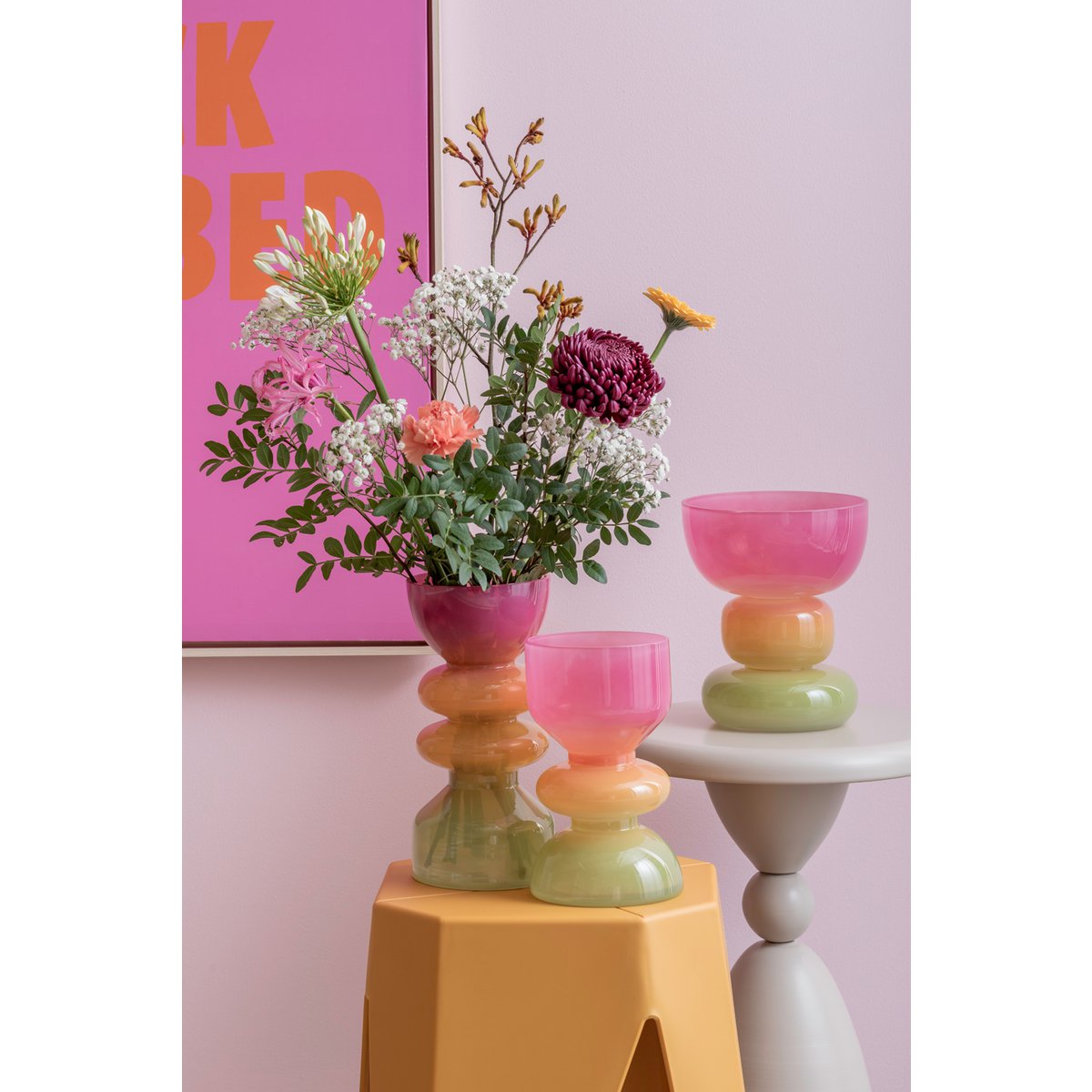 Vaas 18 cm glas meerkleurig