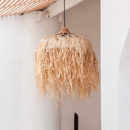 Hanglamp raffia met franjes M 40 cm