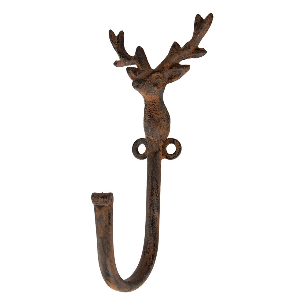Wandhaak hert 8x6x16 cm bruin metaal