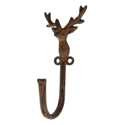 Wandhaak hert 8x6x16 cm bruin metaal