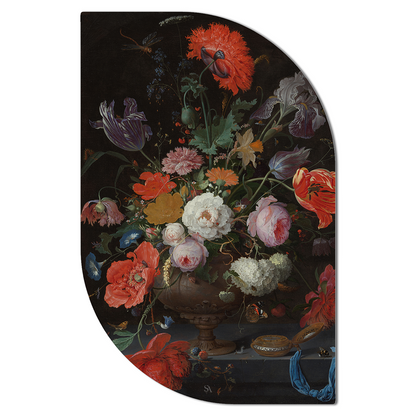 Wanddecoratie stilleven bloemen horloge 40x60 cm Dibond