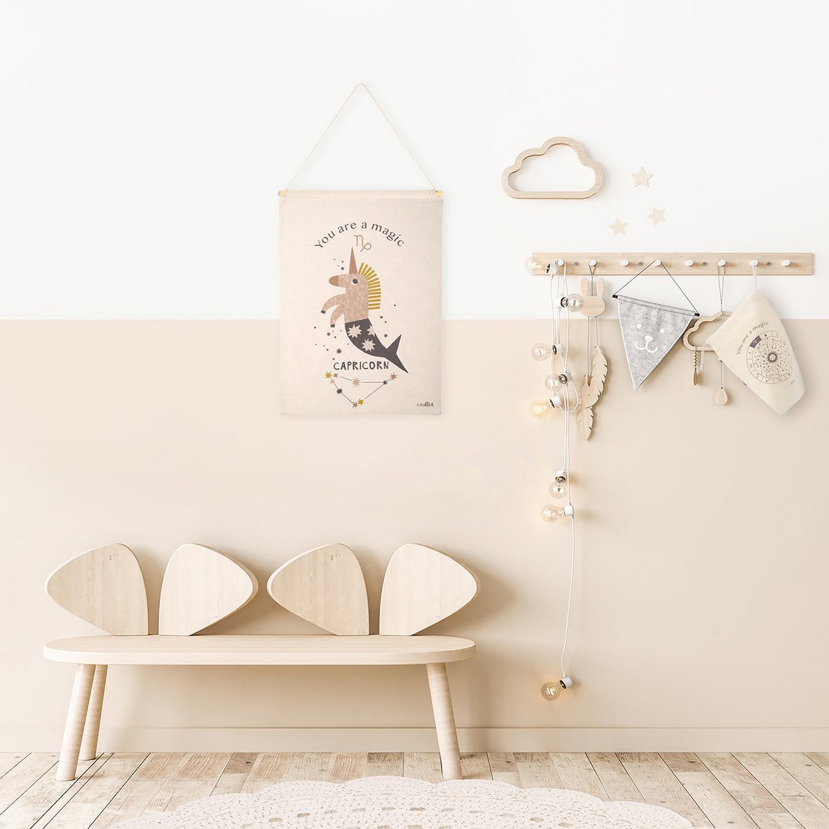 Wanddecoratie kinderkamer sterrenbeeld steenbok 40x50 cm