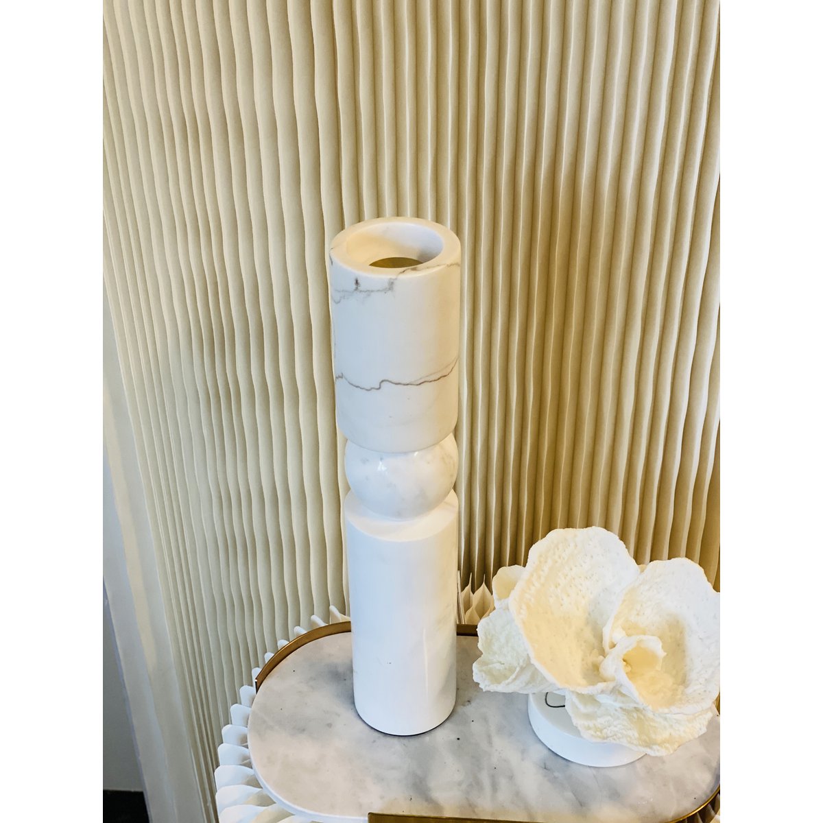 Kandelaar marmer wit H29.5cm