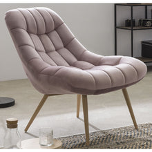 XXL Fluweel Roze Fauteuil Met Houtlook Scandinavisch