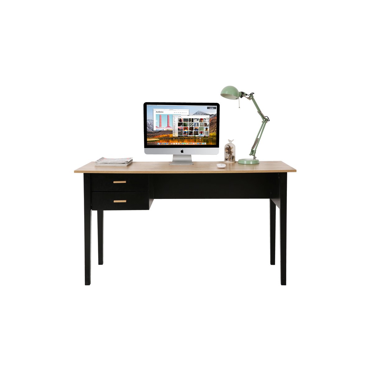 Schrijftafel 140x60x75 cm bruin zwart MDF hout