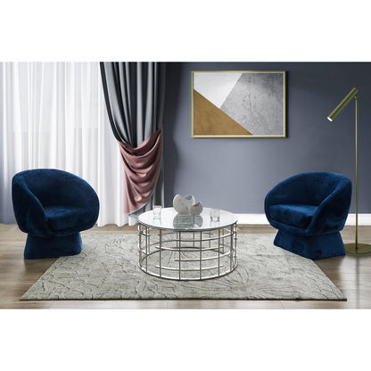 Salontafel Ø 90 cm glas staal zilver