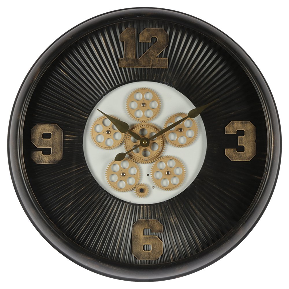 Wandklok 60 cm ijzer zwart