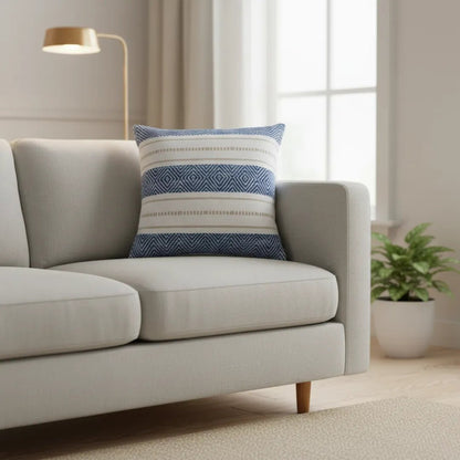 Blue White – Cushion Cover – Boho Pattern – 45×45 cm – Urbane Hide