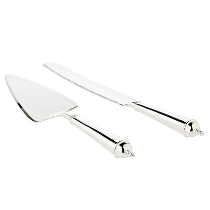 Taartschep en cakemes verzilverd 32 cm