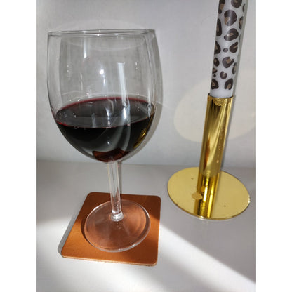 Onderzetter leer 10x10 cm cognac vierkant