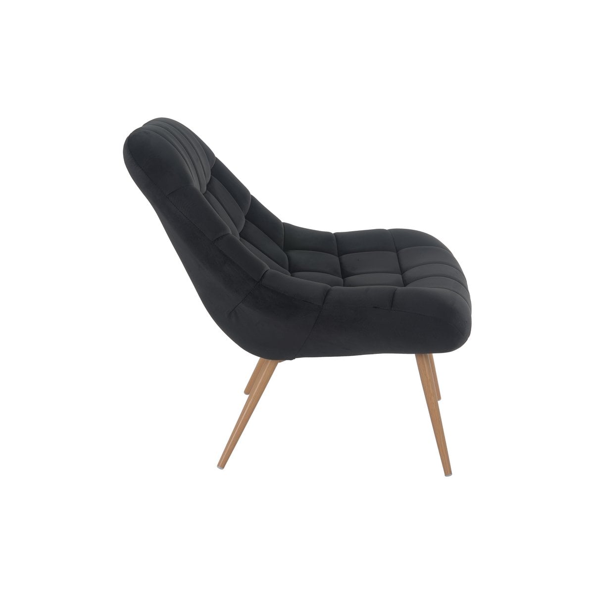 XXL velvet armchair black wood-look metal