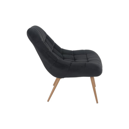 XXL velvet armchair black wood-look metal
