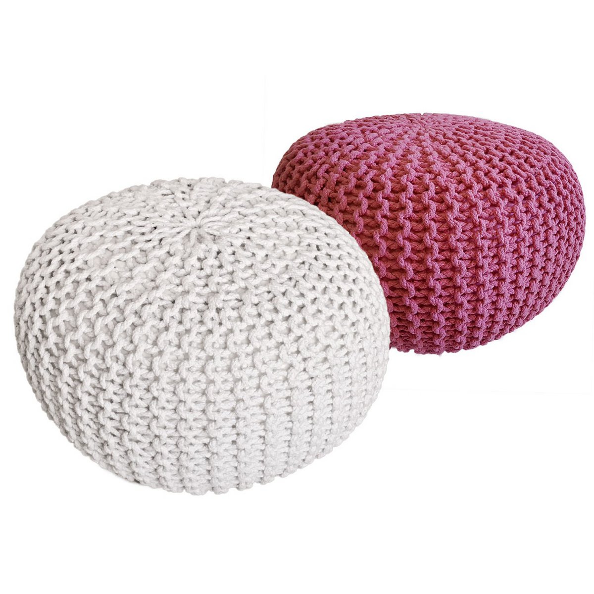 Poef set 2 stuks Ø55x37 cm grofgebreid