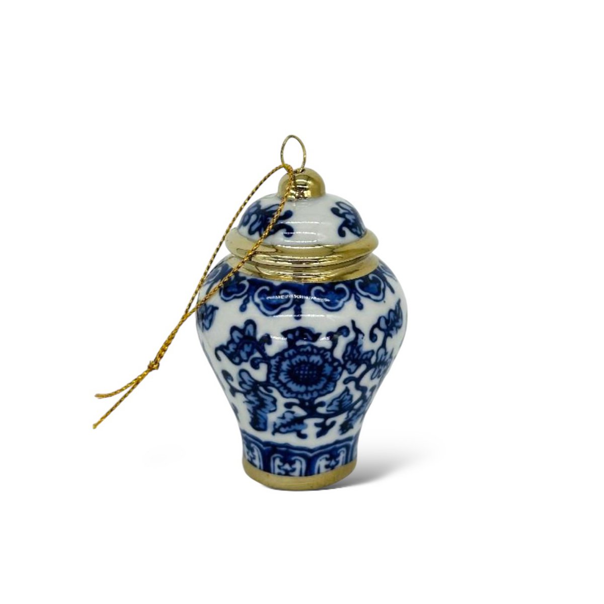 Blue and white porcelain mini Christmas ornament
