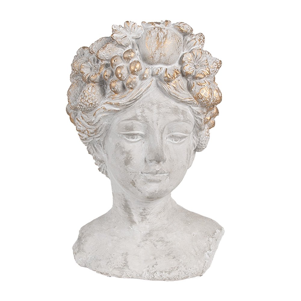 Bloempot vrouw 14x14x22 cm grijs steen
