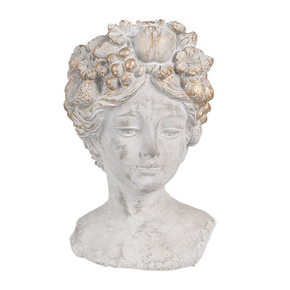 Bloempot vrouw 14x14x22 cm grijs steen