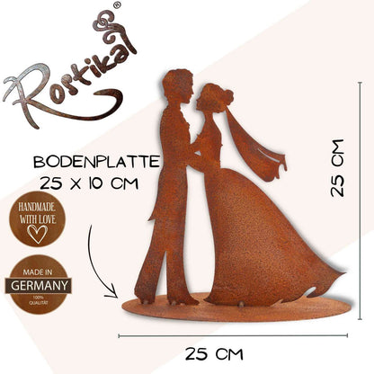 Bruidspaar decoratie roestmetaal 25x25 cm