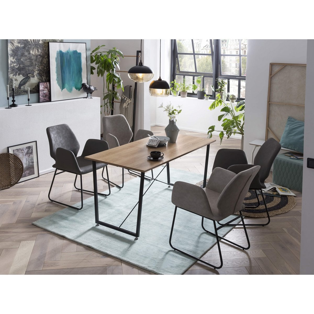 Eettafel 140x70x73 cm MDF acacia-look metaal zwart bruin