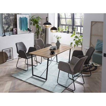 Eettafel 140x70x73 cm MDF acacia-look metaal zwart bruin
