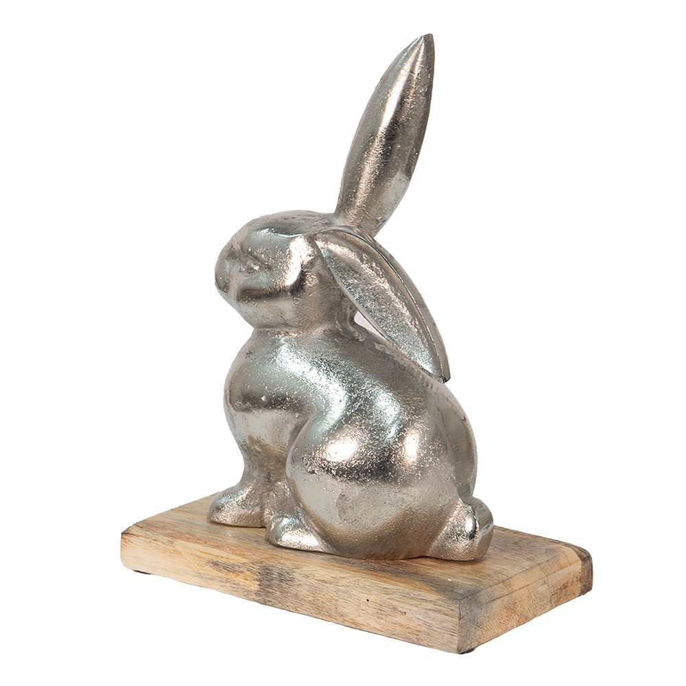 Beeld konijn 21x11x28 cm zilver aluminium