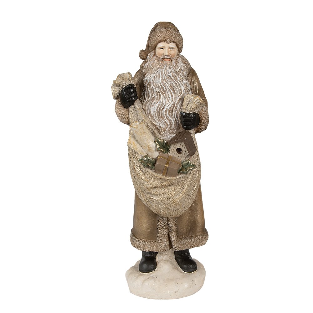 Kerstman beeld 30 cm goud polyresin