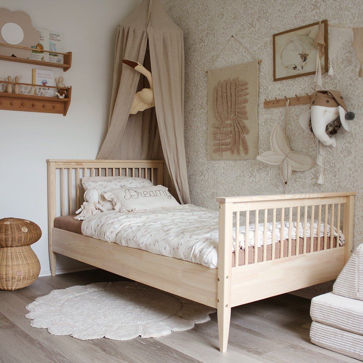 Rond kinderkamertapijt 110 cm katoen ecru