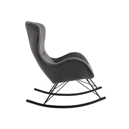 Rocking chair in dark grey lambskin look