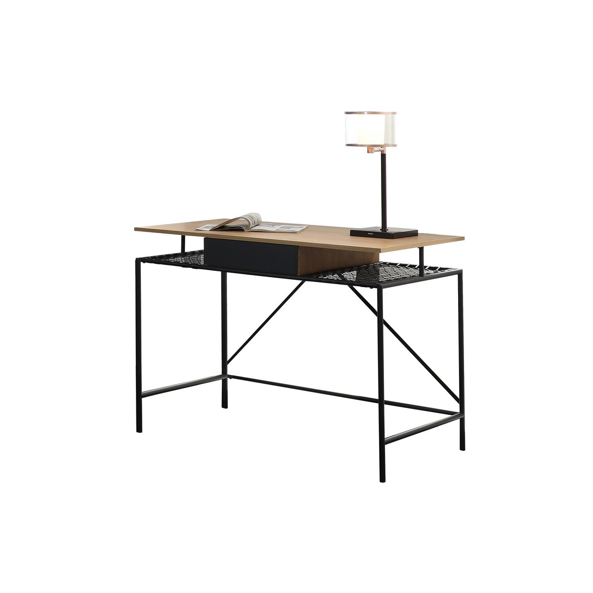 Bureau 110x55x76 cm naturel MDF zwart