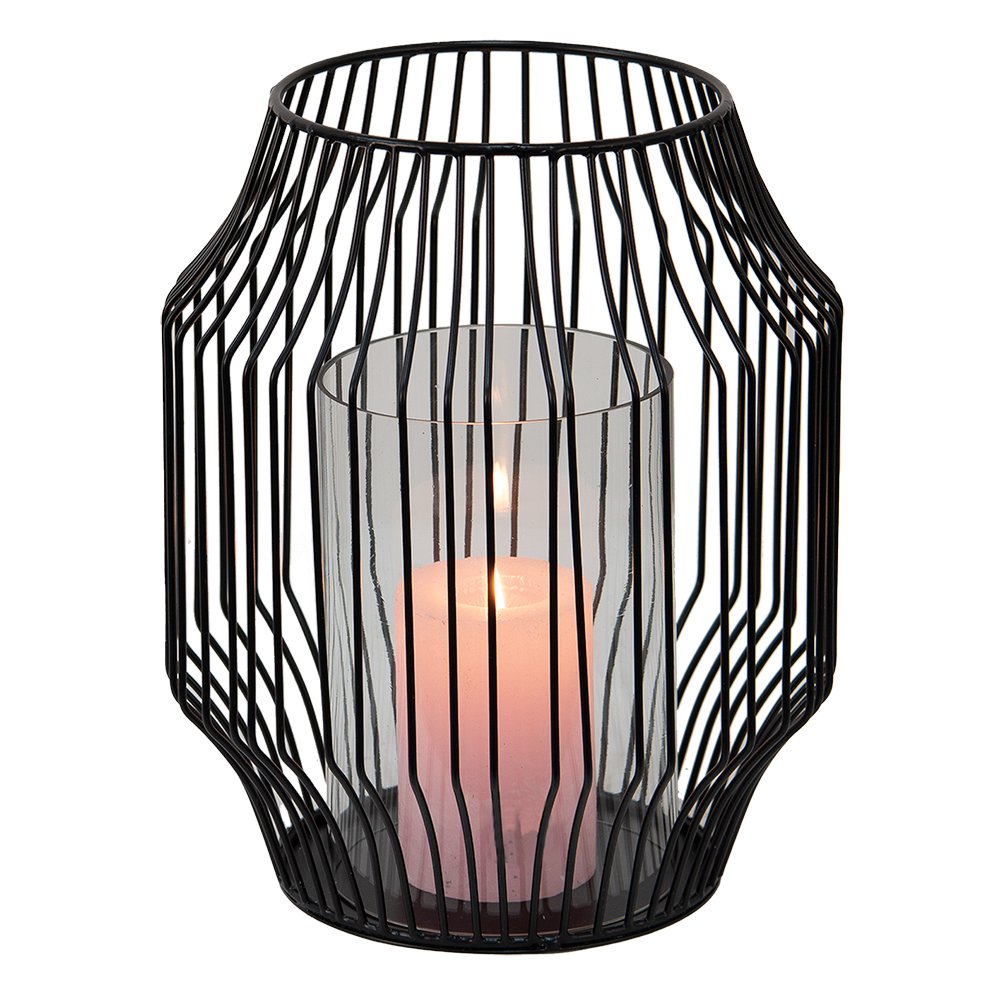 Windlicht Ø 23x28 cm zwart metaal
