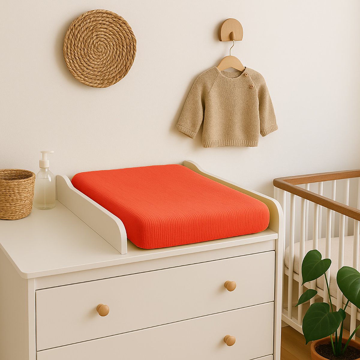 Strawberry organic cotton changing pad cover