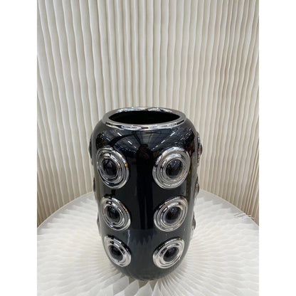 White Gold Vase With Three Circles For Modern Interior