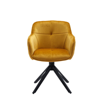 Fauteuil draaibaar fluweel geel zwart 60x59x83 cm
